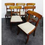 Set of six early 19th century mahogany dining chairs, with curved top rails and carved shell splats,