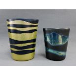 Margery Clinton black and lustre glazed vases with impressed monogram and dated 1988, tallest, 12cm,