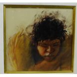 Jackie Anderson 'Dreads' Pastel, signed bottom right, in a glazed frame, 25 x 25