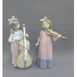 Two Nao porcelain figures to include a violinist and a cellist, tallest 19cm, (2)