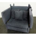 Contemporary grey upholstered Knole type love seat with drop ends, 105 x 118cm