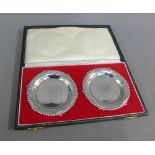 A pair of silver dishes in fitted case, makers marks for AT Canon Ltd, Birmingham 1971 (2)