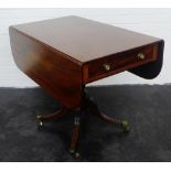Mahogany table with drop ends and quadripartite splayed legs, 74 x 92cm