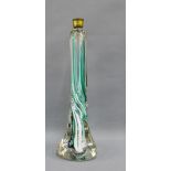 Strathearn art glass table lamp base with green and white inclusions, 36cm high