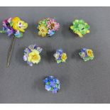 Quantity of floral encrusted jewellery to include brooches, tie pin and earrings etc., (a lot)