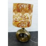 Bronze patinated table lamp base with retro shade, 60cm