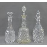 Collection of three cut glass decanters with stoppers, (3)