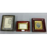 Ambrotype of a gent in a rosewood frame, together with a 19th century memorial plaque and a WWI