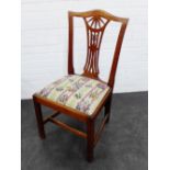 Mahogany side chair with pierced vertical splat and upholstered slip in seat, 96 x 50cm
