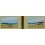 H. Turner, companion pair of Shore Scene watercolours, signed, in giltwood frames, 24 x 17cm