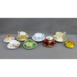 Collection of English and continental porcelain cabinet cups and saucers to include Herend, Coalport
