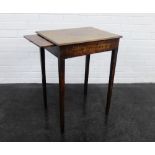 Early 20th century side table with pull out slide and on square tapering legs, 70 x 52cm