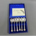 A cased set of six Lindisfarne silver teaspoons, Reid & Sons, Sheffield 1987 (6)