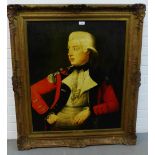 Large gilt framed canvas of a Gent in Military attire, 93 x 100cm