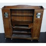 Liberty type oak ledgeback cabinet, (a/f) 152 x 180cm