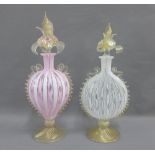 Two Venetian glass vases with floral moulded stoppers, tallest 29cm, (2)