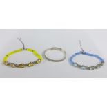 Two paste set bracelets and a baby's Sterling silver bangle (3)