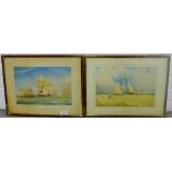 Pair of 19th century Naval Ship watercolours, to include H.M.S. Algerine entering Rio de Janeiro,