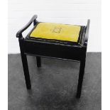 Ebonised piano stool, 59 x 50cm