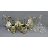 Epns four piece tea and coffee set together with a matching Epns claret jug, a glass decanter and