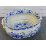 Staffordshire blue and white floral patterned foot bath
