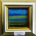 Jack Moncur 'Sea Loch, October' Oil, 6.5 x 6.5cm, in a glazed giltwood frame