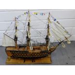 HMS Victory, a model boat, 48 x 35cm