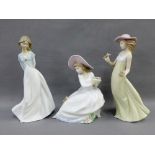 Collection of three Nao porcelain female figures, tallest 26cm