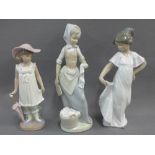 Three Nao Spanish porcelain female figures, tallest 24cm, (3)