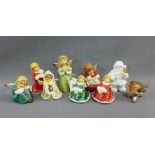 Collection of nine Goebel's figures to include Angels, Santa and a Robin, tallest 12cm, (9)