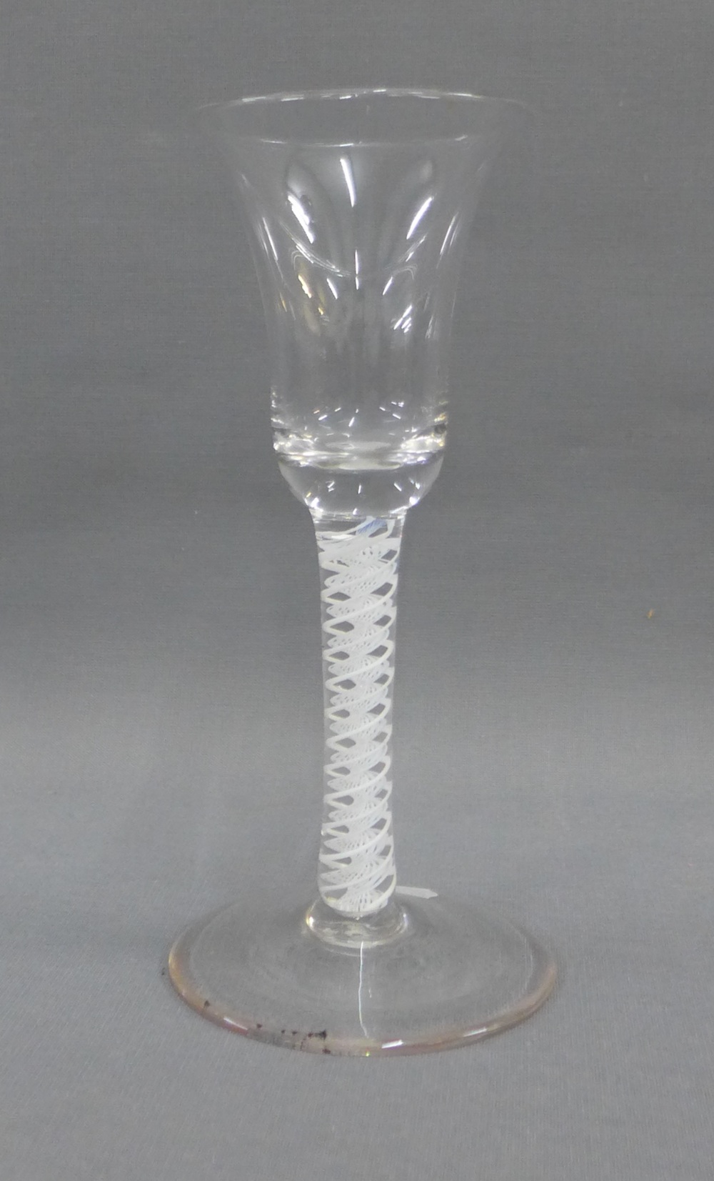 19th century air twist spiral stem glass with trumpet bowl, 17.5cm high