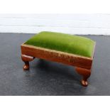 Footstool with green upholstered top, 20 x 40cm