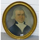 Head and shoulders oval portrait of a Gent, apparently unsigned, oil, in a glazed giltwood frame, 42