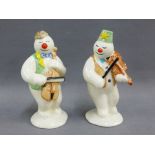 Pair of Royal Doulton Snowman figures to include 'The Violinist' and 'Cellist', with printed back