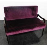 Julian Chichester two-seater Zebra sofa upholstered in purple textured fabric, with mid century