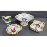 Collection of English porcelain table wares to include a tazza, four serving dishes and a Rockingham