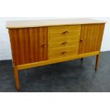 Gordon Russell sideboard, the rectangular top over three central long drawers flanked by cupboard