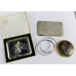 Mixed lot to include a Thai white metal and niello cigarette case and another, white metal snake