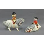 Two Beswick Norman Thelwell horse figure groups, with printed back stamps, tallest 10cm, (2)