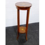 Mahogany plant stand with circular top and undertier, 101 x 36cm