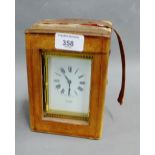 Gilt metal carriage clock, the white enamel dial with Roman numerals and inscribed Edward,