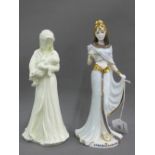 Royal Worcester 'Sweet Dreams' figure, sculpted by Maureen Halson, together with a Coalport figure