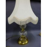 Cut glass table lamp base and shade