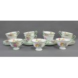 Shelley floral patterned fine bone china teaset, comprising nine cups, eleven saucers, (20)