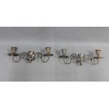 Two Old Sheffield plate three branch candelabra sconces (2)