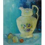 Liz McCarthy 'Victorian Jug' Acrylic Signed, in a glazed silver giltwood frame, 50 x 60cm