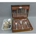 Canteen containing a suite of Community Plate flatware together with a box of miscellaneous flatware