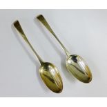 George III pair of silver Old English pattern spoons, the terminals engraved with Marquis's Coronet,