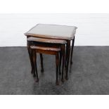 Mahogany nest of three tables, 57 x 56cm