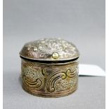 George III silver circular box with hinged lid and floral embossed pattern, London 1807 and makers